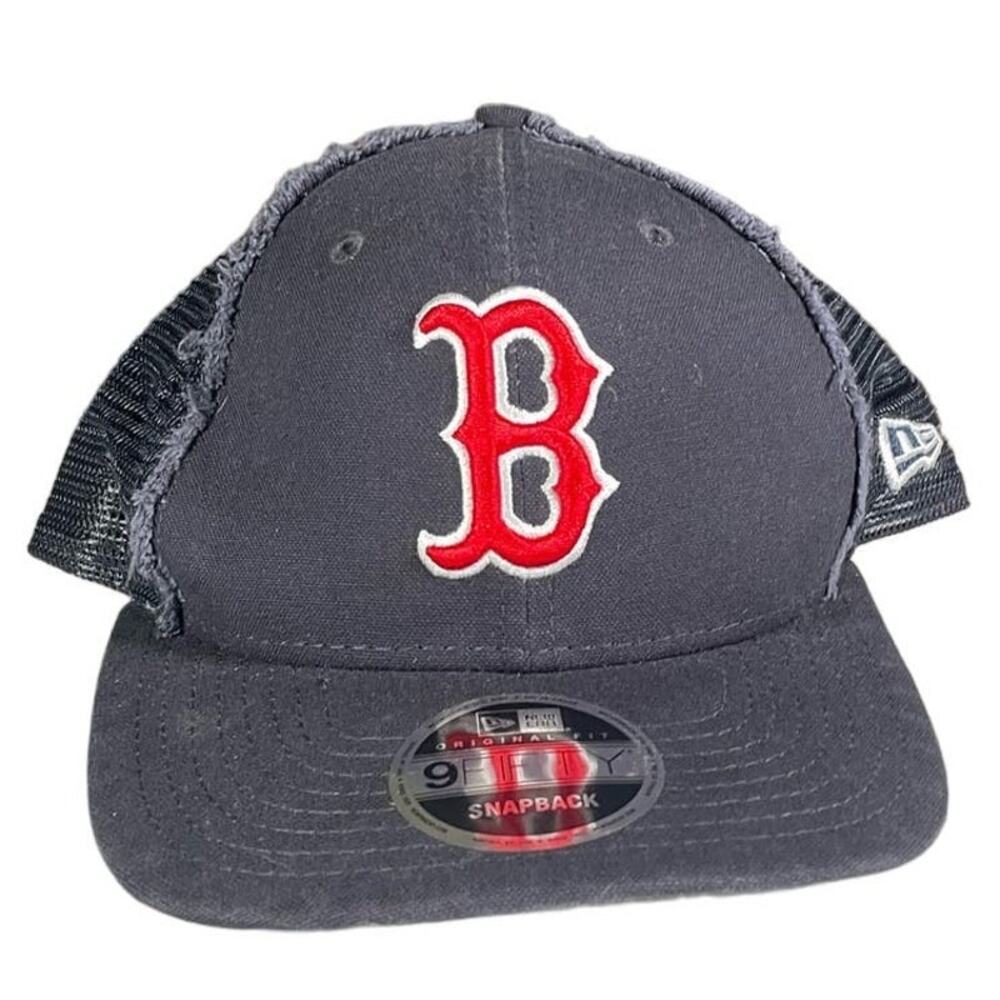 Boston Redsox Hat Ripped Snapback Trucker New Era B Logo MLB Baseball Ballcap